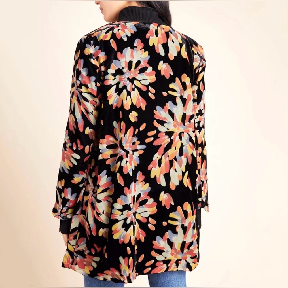 Eva Franco Anthropologie Velvet Burnout Fireworks Kimono Open Front Size Small - Picture 3 of 10